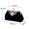 Rengörare Kvinna Diamond Pearl Handbag Vintage Crystal Flower Evening Bag Wedding Party Brud Clutch Bag Purse (Black)