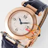 Pasha WGPA0018 Swiss Quartz Womens Watch AF 30mm Rose Gold White Textured Dial Blue Leather Strap Ladies Watches Lady Super Edition Reloj De Mujer Puretime PTCAR