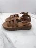 New Sandals Female Braided One-word Buckle Strap Summer Heightening Thick Soled Leather Retro Roman Sandals Beach Sandals Female