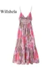 WILLSHELA MULHERES MATHA MODA PRIMEDA CAIXA ELÁSTICA VESTIDO DE ALIMENTAÇÃO MIDI DRESS VINTAGEM FINISTA VIDRES DE LADA CHIC LADA FEMINE