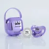 Fopspeen# Miyocar Gepersonaliseerde zilveren metallic blauwe bling fopspeen en clip fopspeenbox set BPA gratis dummy luxe baby shower cadeau2403