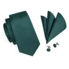 Cravatta maschile Luxury 8,5 cm larga seta verde solido cravatta tasca quadrata set di pezzi di spillo per uomo designer hi-tie 240323