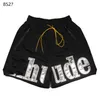 Rhude Shorts Mens Designer Shorts For Men Joggers Running Cotton Blend avslappnad Löst montering av dragkammare Sport Casual Tracksuit Pants Mesh Shorts Short Swim Trunks