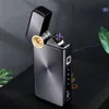 Rotating Light Windproof Pulse Dual Arc Metal Electric Lighter LED Power Display USB Quick Charge Portable Lighter Unusual Gift