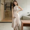 2 Stück Set sexy Partykleid Frauen elegante Druckhemden Blusen hohe Taille geteilte Rüschen Röcke koreanische Büro Dame Anzug 240410