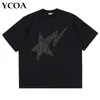 Männer T-Shirt 100% Baumwollstar Y2k Streetwear Übergroße koreanische Mode Harajuku Kurzarm Tee Print Grafik Ästhetische Kleidung 240418