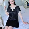 Momanes para o sono feminino Momangowns Satin Silk Sleepwear Soft Big Size S-xxl Vestido de Lace de Lace de Lace