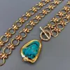 Colliers de pendentif y.yying gold plaquette collier Collier Blue Turquoise Pendant Designer Gems bijoux 240419