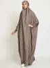 Abbigliamento etnico Donne musulmane vestito un pezzo monopezzo vestito con cappuccio Abaya Smoking Smiking ISLAMIC ABBIGLIAMENTO DUBAI SAUDI NERO MODEDE TURKISH D240419