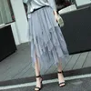 Skirts Midi Skirt With Irregular Mesh Hem Elegant Women's Tulle High Waist Elastic Band Tiered For Streetwear