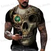 Men's T-Shirts 2022 Mens Skull Tshirt 3D Printed Skull Graphic T-shirts For Men Oversized Short Slve Punk Tops T Shirt Men Death Clothing T240419