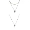 Chains Elegant Pearl Heart Necklace Temperament Clavicle Chain Double Layer Choker Gift T8DE