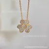 Designer Brand Van New Clover Necklace Womens High Edition Set met Diamond Three Flower Full Lucky Grass Collar Chain