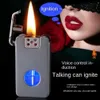 New Smart Voice-controlled Ignition Kerosene Lighter Large Capacity Blue Light Transparent Transom Retro Lighter Creative Gift