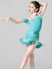 STEGN WAT Summer Girls Latin Dance Dress Kids Practice Roupas Cha Rumba Performance Cloth Group Costume Salia de terno