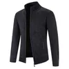 Herrtröjor Spring Winter Mens tröja Cardigan 2024 Fashion Men Slim Fit Stand Collar dragkedja Knit Mannen Pure Color Jacket