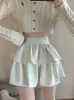 Skirts Sweet Koeran Dames Rok 2024 Faldas Mujer High Taille A-Line Ruffled Solid Jupe Fashion Vinatge Y2K geplooide mini