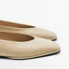 Casual Shoes Flats Pregnant Woman Comfortable Genuine Leather Slip-on Lazy Flat Work Office Square-toed Ballet Shoe