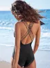 2023 Sexy Swimsuit Women Women Cross Bandage Swimwear senza schienale Female Push Up Monokini Bathers Batting Abita di abbigliamento da spiaggia Swim 240411