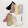 Women Socks 1 Pair Anti-slip Five Fingers With Separate Cotton Low Cut Ankle Solid Color Breathable Women's