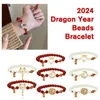 Link armbanden 2024 Chinese Dragon Bracelet Women's Lucky Red Bead sieraden Geschenken Auspelen handgemaakt jaar K8v8