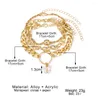 Charm Bracelets EN Vintage Gold Color Butterfly Women's Fashion Circle Link Chain Metal Set For Women Female Retro Jewelry