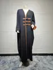 Vêtements ethniques Nouveaux boucles en cuir élégant Abaya Robe musulmane pleine longueur Dubaï Femelle Split Sold Islamic Robe Islam Robe Dropshiping D240419
