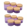 Bouteilles de rangement faux couvercle en bois de compagnie de compagnie jars cosmétiques contenant 100g 120g 150g 200g 250g vide vide creux pourpre cème crème bouteille en plastique pot avec