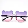 Lunettes de soleil de soleil pour enfants ours en forme d'enfants Cartoon Rimless UV400 Embouts d'enfants