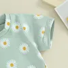 Ensembles de vêtements 2pcs Baby Girls Summer Turnits Set Cotton Coton Casual Short Sleeve Daisy Print Tops Shorts Short pour tout-petit