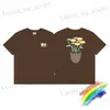 Camisetas para hombres 2024 marrón de gran tamaño Vandythe t Men Mujeres Impresión de flores T Tops Vintage Short Slve T240419