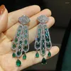 Orecchini a pennaglie di alta qualità zircone da sposa verde zirconia cubica orecchini da sposa per le spose accessori per donne regali di compleanno gioielli