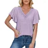 Women's Blouses Ruffle Lace V-Neck Casual Women 2024 Zomer Vintage Oversized Elegant Solid Shirts Tops vrouwelijke Athletic Commuting Tee