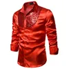 Mens Shirt Sequined Performance Nightclub Mens Host MC Mens Lapel Long Sleeve Solid Color Shirt Mens Dress Shirts 240418