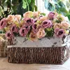 Decorative Flowers 10 Head Artificial Rose Wedding Decoration Real Touch Eucalyptus Leaves Silk Flower Bridal Bouquet