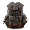 Rucksack große Kapazität Leder -Leinwand -Rucksäcke für Männer School -Taschen Vintage wasserdichte Daypack hochwertige Laptop -Tasche