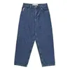 Jeans masculin streetwear polaire grand garçon y2k harajuku hip hop caricature de dessin animé rétro pantalon baggy bleu homme