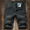 Shorts d'été Jeans hommes pantalons en denim extensible design de mode bleu foncé mens mince mâle hombre mâle y240412