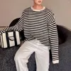 Men's Sweaters Mens Black White Striped Hollow Casual Thin Knitted Tops Genderless Fashionable Comfortable Cardigan Long Sleeve Shirt Unisex