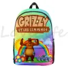 Backpacks Cartoon Grizzy And The Lemmings Backpack Oxford Notebook Backpacks Boys Schoolbag Children Bookbag Zipper Travel Bag Rucksack