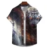 Herren lässige Hemden Animal Hawaiian Shirt 3d Tigerdruck hochwertiger Kleidungsstraßen Designer kurzärmelig Strandparty Sweatshirt Tops