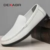 Scarpe casual Dekabr Slip Leather Men Lace-Up Guida comodi moca