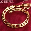 Chain AGTEFFER 8 Inch 925 Sterling Silver 8MM Gold/Silver Full Side Figaro Chain Bracelet For Woman Man Fashion Wedding Jewelry Gift d240419