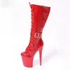 Dansschoenen Laijianjinxia 20cm/8inches PU Upper sexy exotisch hakplatform Party Dames Knie Boots Pole B067