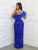 Casual Dresses Fall Clothes Sexy For Women 2024 Dress Maxi Party Club ärmlös Patchwork Sequin Blue Rose Red