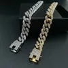 Chaîne de haute qualité 51g Hip Hop Full AAA Stone Bling Bling Out Pave Mens Bracelet Miami Cuban Link Chain Bracelets For Men Bijoux D240419