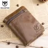 Portefeuilles bullcaptain vache véritable cuir décontracté hommes portefeuille courte monnaie monnaie à brafold zipper mâle sac à main le support de carte de crédit jyb011