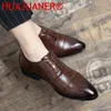 Chaussures décontractées Brogue Men Fashion Fashion Business Men's Cuir Oxford For Brown Robe Elegant Handmade Footwear