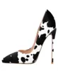 2022 Spring Autumn New Stiletto Shoes Sexy High Heels Novel Special Cow Pattern Fashion Print Shoes Chemical Fiber Women039s Pu7815370