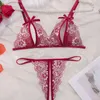 Beha's stelt dames ondergoed borduurwerk dunne stijl sexy lingerie fancy lace 2 stuks transparant erotische mooie beha en panty set